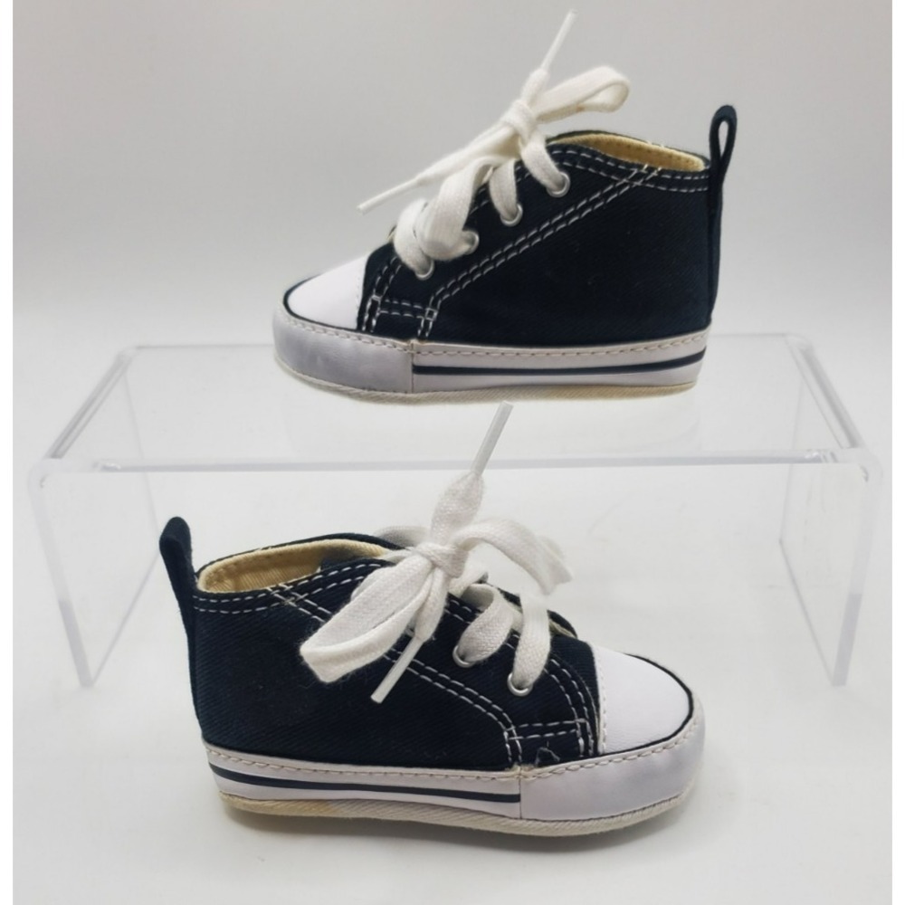 Converse First Star Size 2 Baby Crib Shoes 8J231 Black - Picture 2 of 9